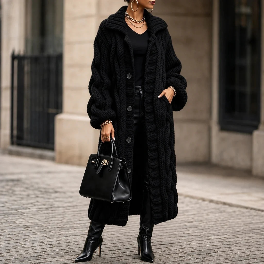Cablehaven – Oversized Cable-Knit Long Cardigan