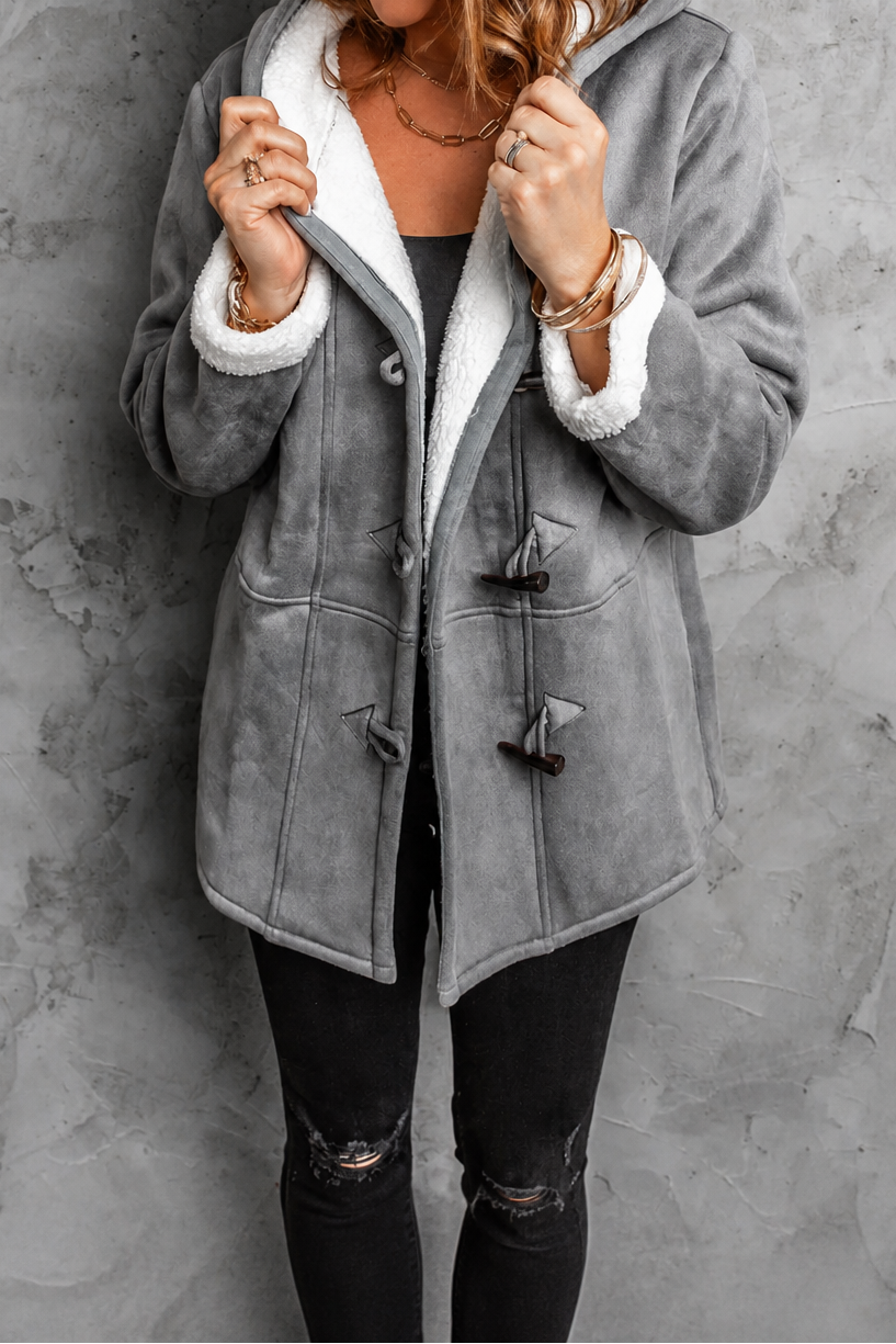 Suedeluxe – Hooded Faux Suede Coat With Plush Lining
