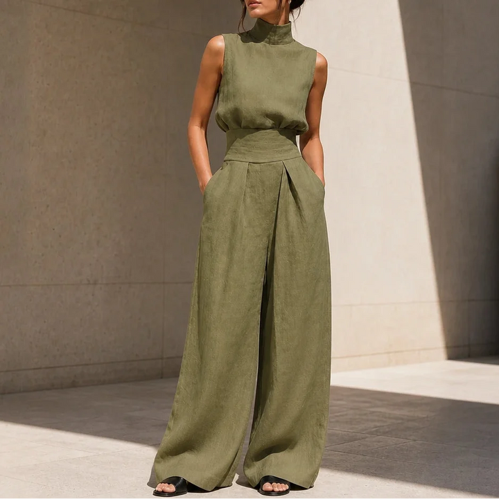 Wearbella – Pleated High-Waist Wide-Leg Pants Set