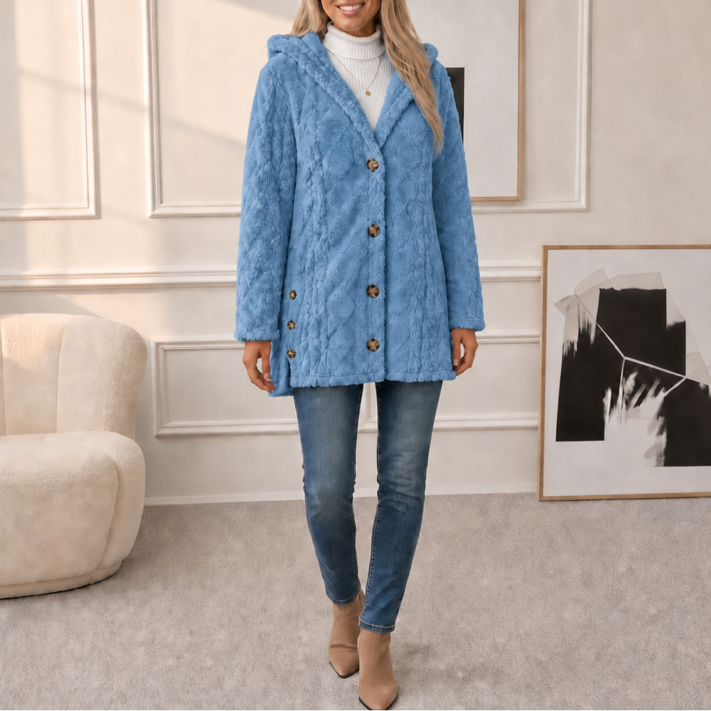 Wearbella – Diamond Jacquard Plush Hooded Coat