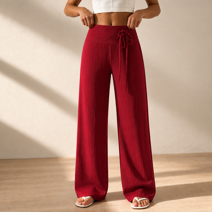 Wearline – Pinstripe Wide-Leg Drawstring Pants