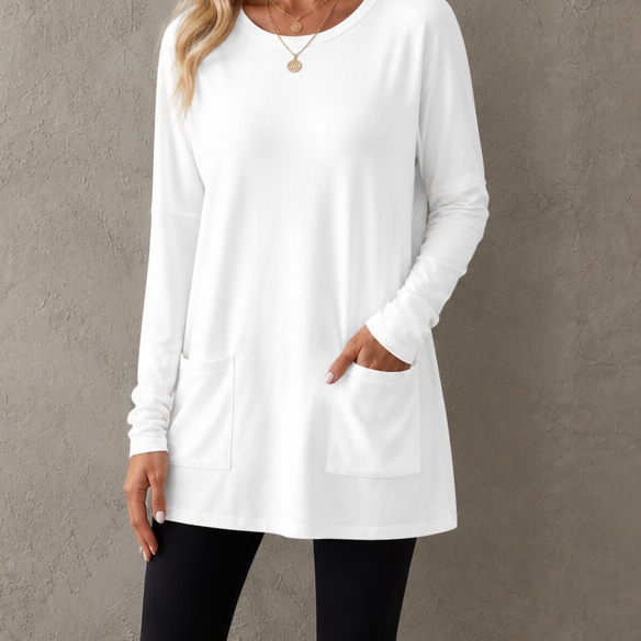 Wearbella – Relaxed Longline Crew-Neck Tunic Top