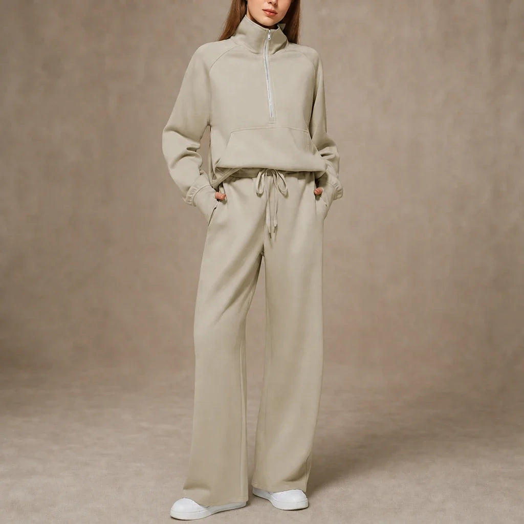 Ease & Elsewhere – Ribbed Oversized Top And Wide-Leg Pants Set