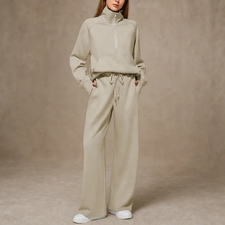 Ease & Elsewhere – Ribbed Oversized Top And Wide-Leg Pants Set