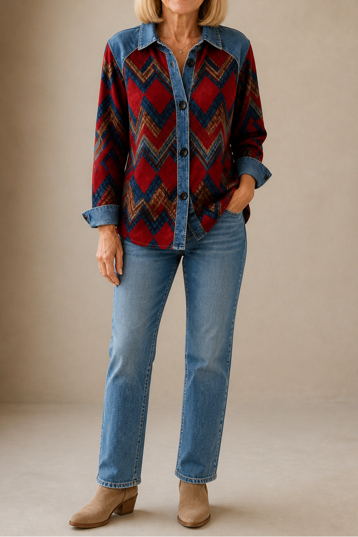 Havelyn – Denim-Trim Hooded Knit Cardigan