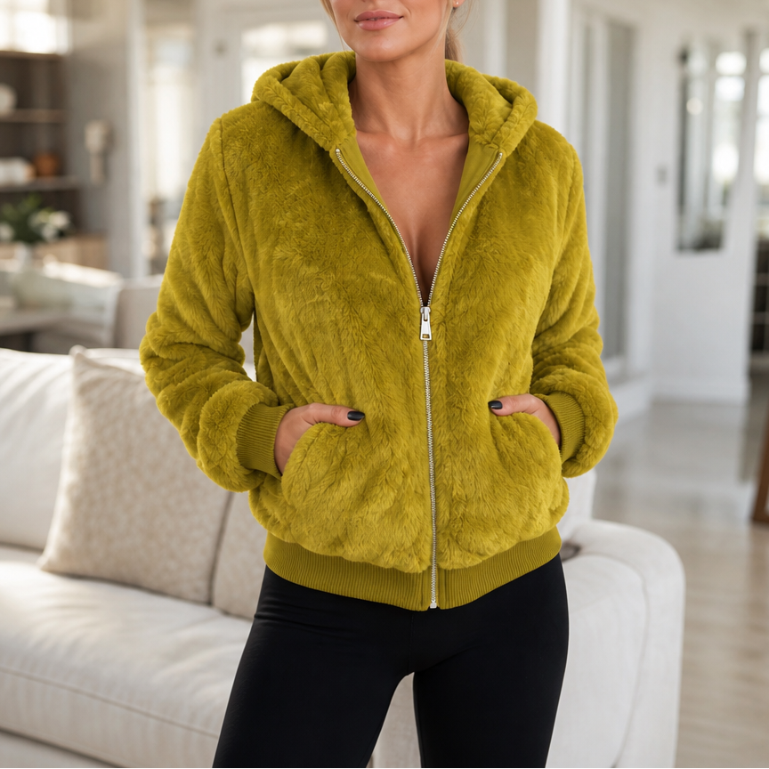 Wearbella – Hooded Faux Fur Zip Jacket