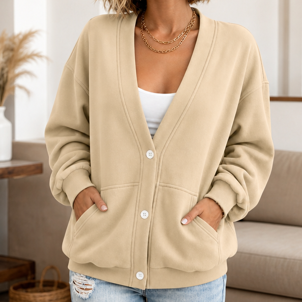 Wearbella – Oversized Drop-Shoulder Lantern Sleeve Cardigan