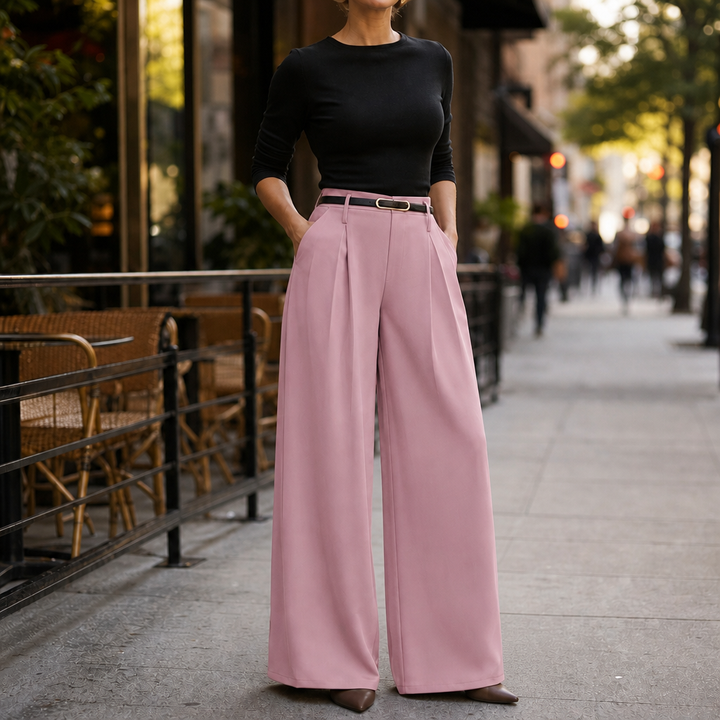 Lunetta – High-Waisted Pleated Wide-Leg Trousers