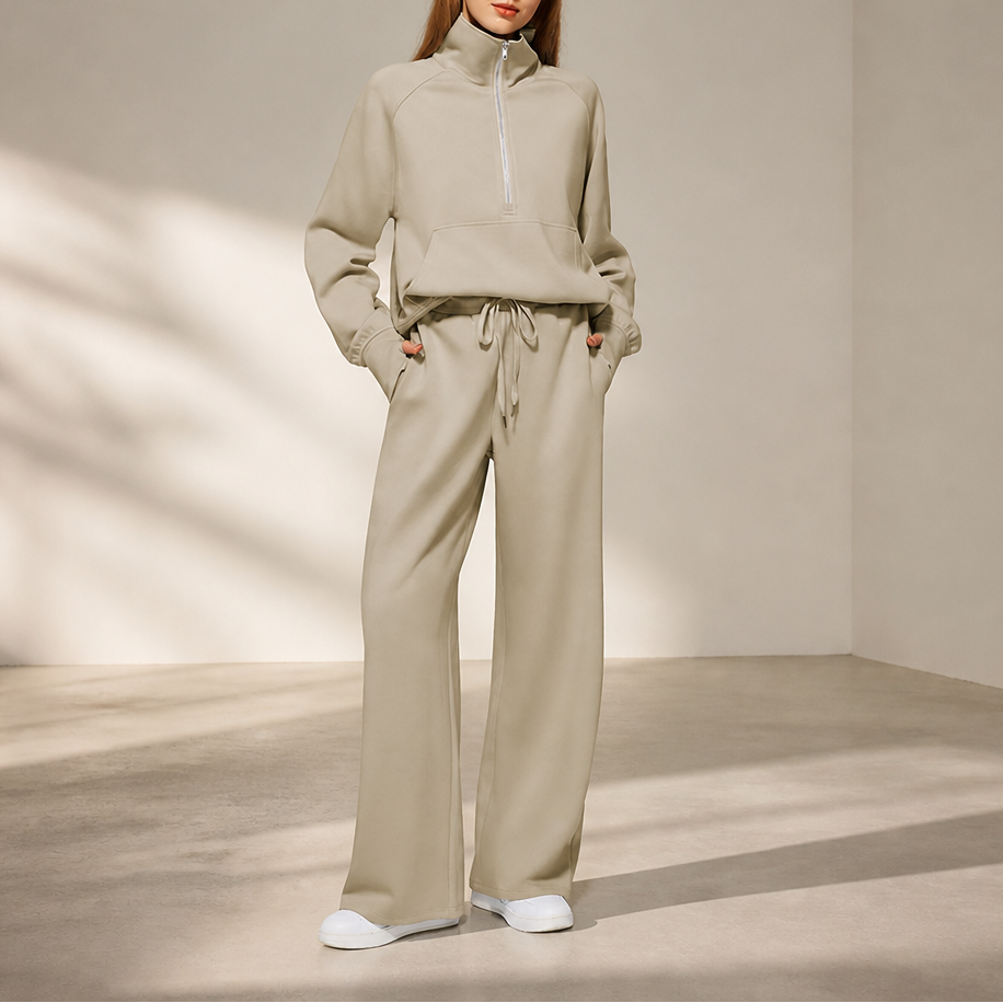 Easewell – Half-Zip Top And Wide-Leg Trouser Set