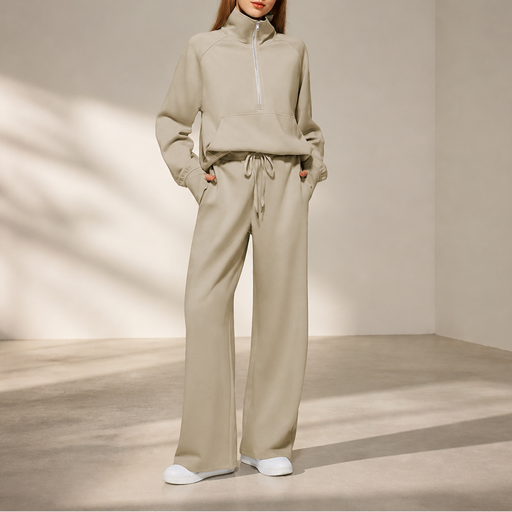 Easewell – Half-Zip Top And Wide-Leg Trouser Set