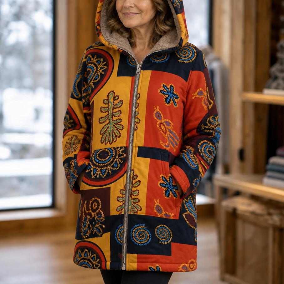 Leaf & Loom – Printed Hooded Winter Coat