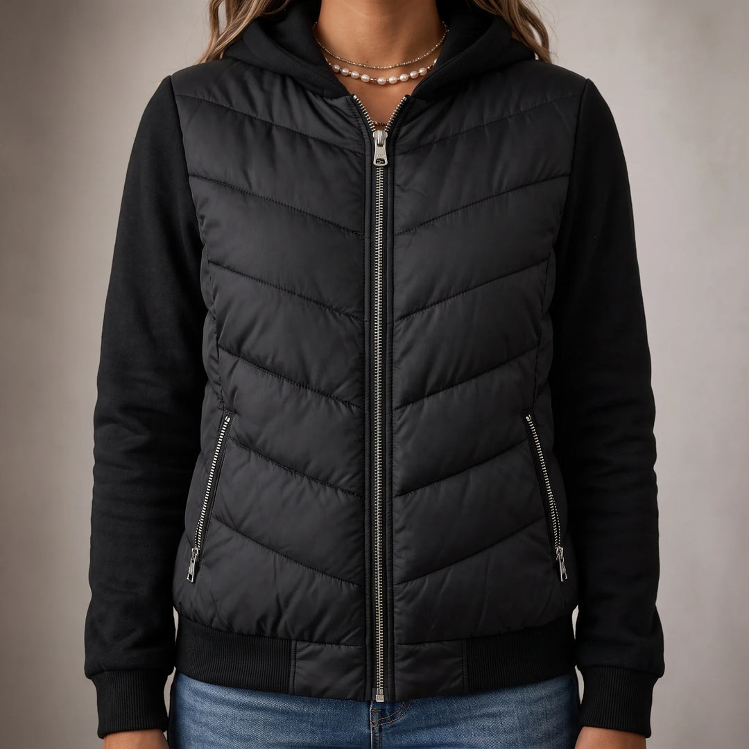 Layerelle – Quilted Panel Hooded Knit Jacket