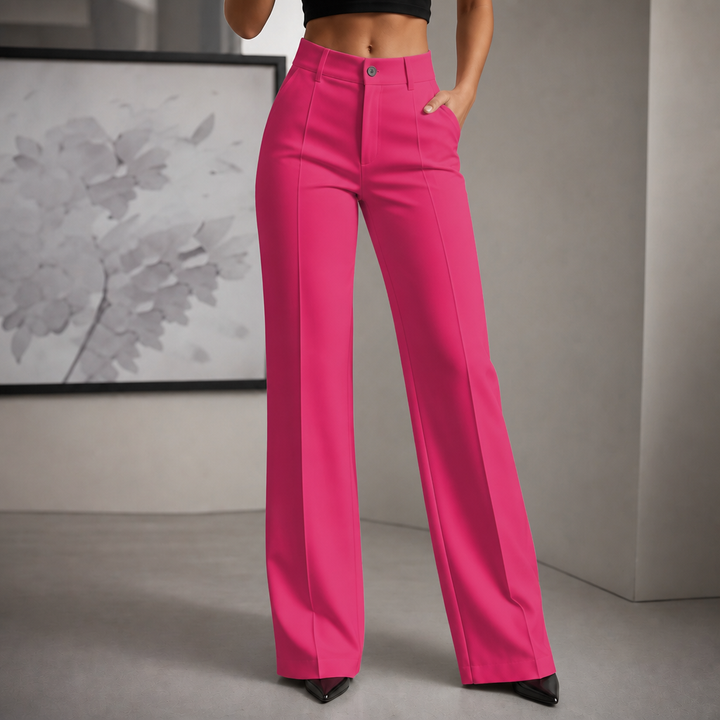 Veloura – High-Waisted Pleated Stretch Trousers