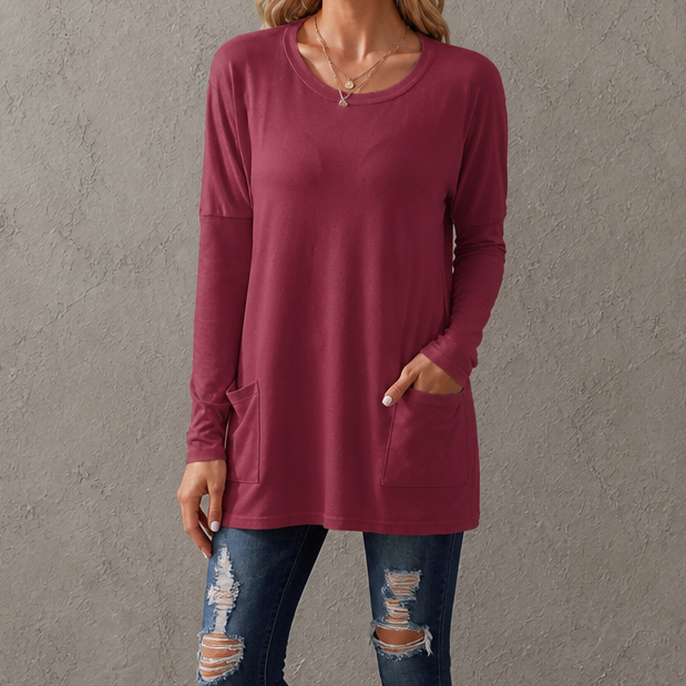 Wearbella – Relaxed Longline Crew-Neck Tunic Top