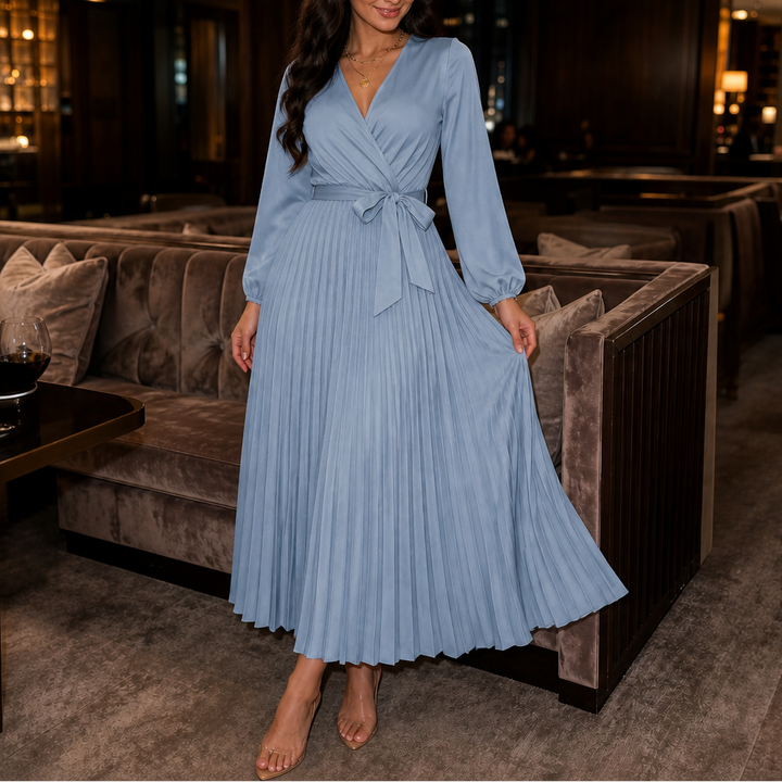 Wearbella – Pleated Wrap-Front High-Waist Maxi Dress