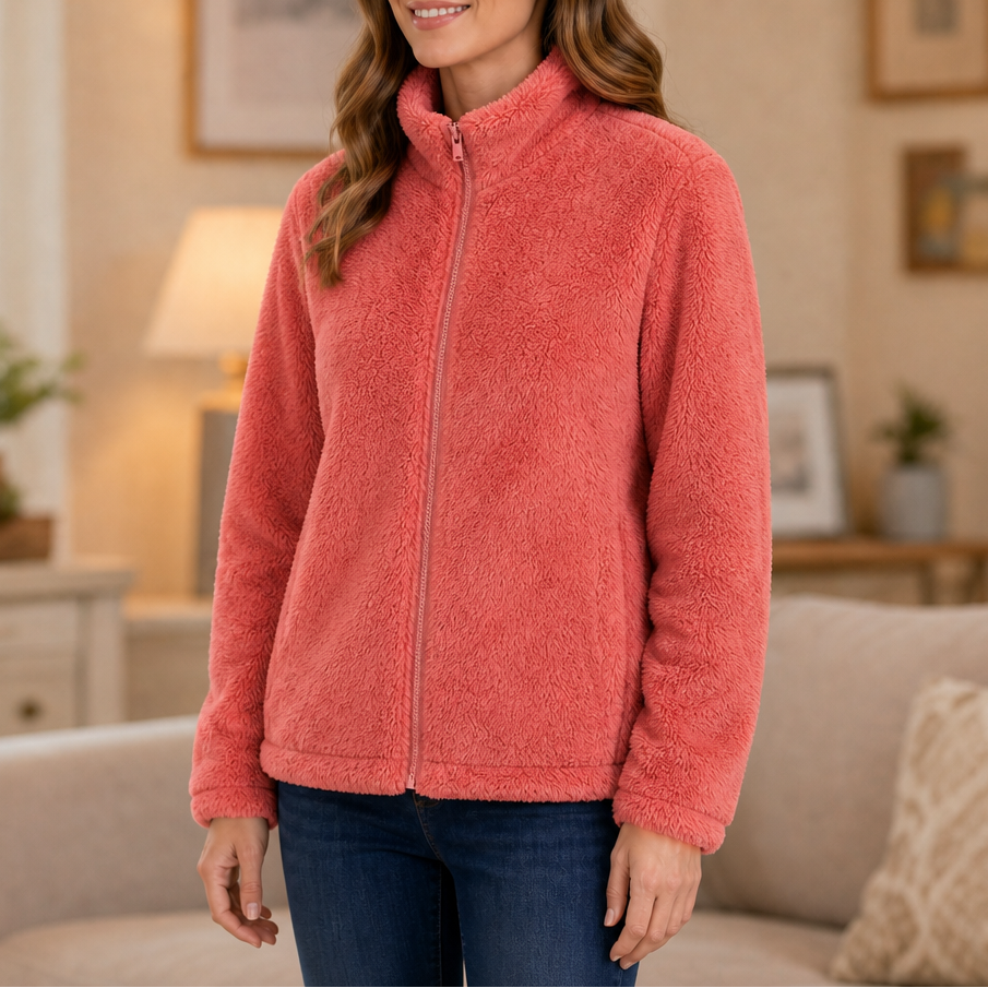 Velora – Plush Fleece Stand-Collar Jacket