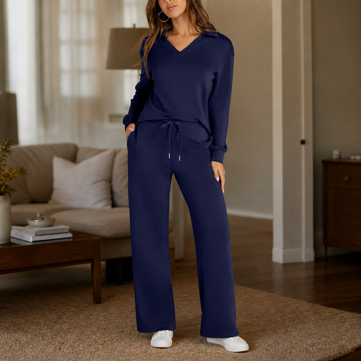 Marlowe – Polo Collar Wide-Leg Lounge Set