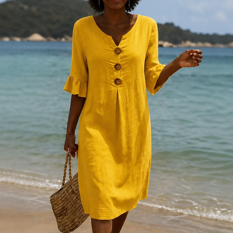 Fielding – Ruffle Sleeve Button Front Midi Dress