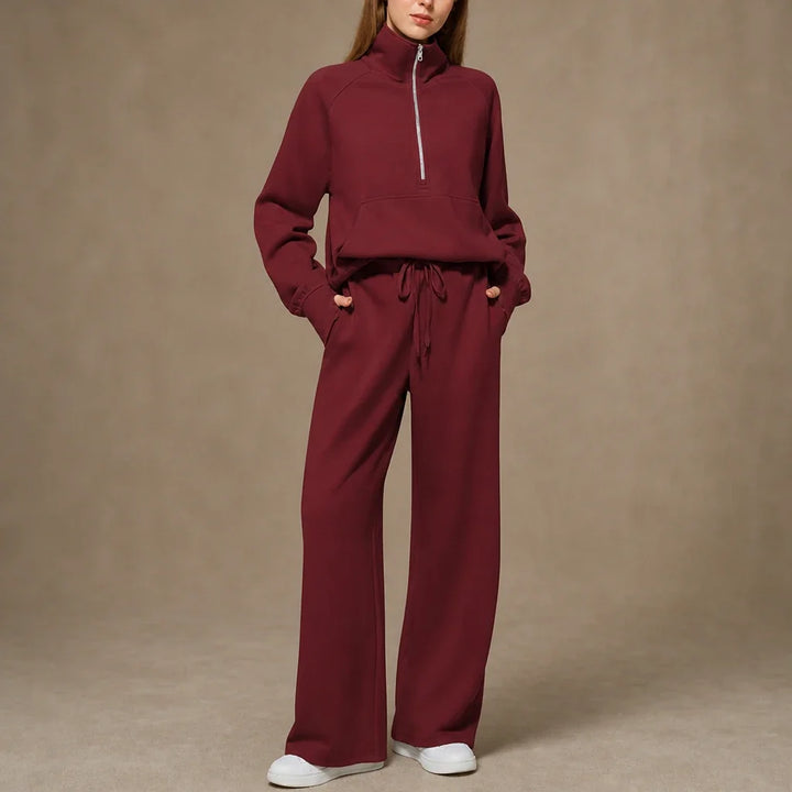 Ease & Elsewhere – Ribbed Oversized Top And Wide-Leg Pants Set