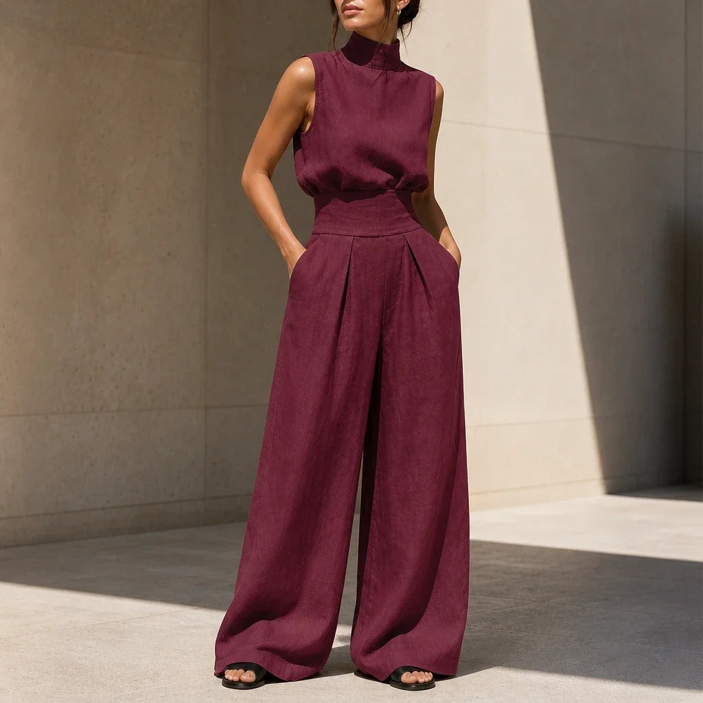 Wearbella – Pleated High-Waist Wide-Leg Pants Set