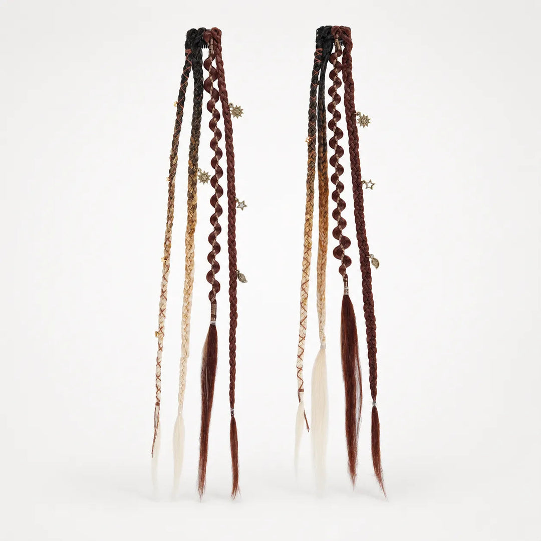 Wildera – Boho Beaded Clip-In Braid Extensions with Charms