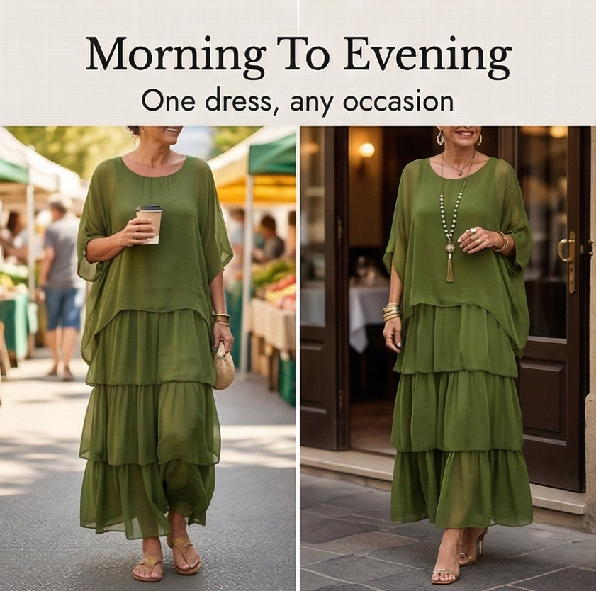 Velara™ – Flowing Tiered Chiffon Maxi Dress