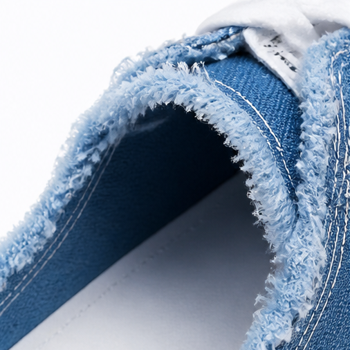 Vellora™ – Frayed Denim Slip-On Sneakers