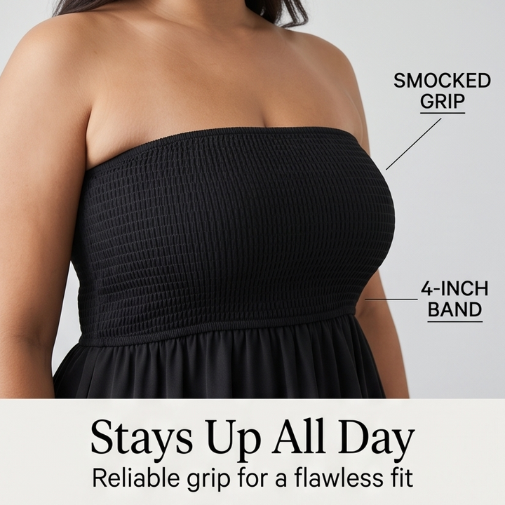 Vellora™ – Strapless Smocked Babydoll Top