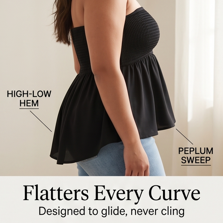Vellora™ – Strapless Smocked Babydoll Top