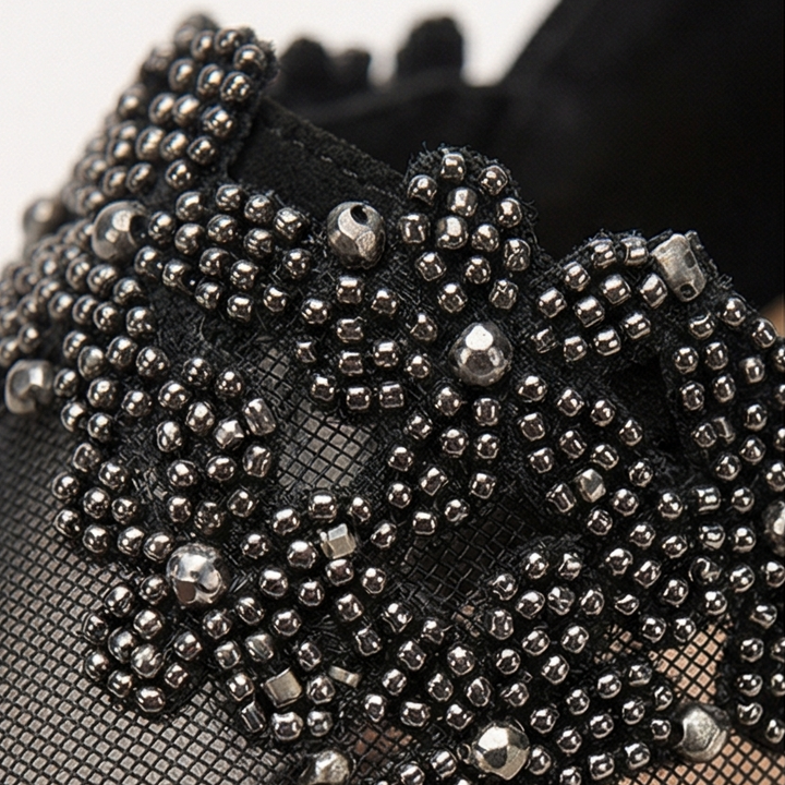 Veluna™ – Beaded Lace Mesh Wedge Shoes
