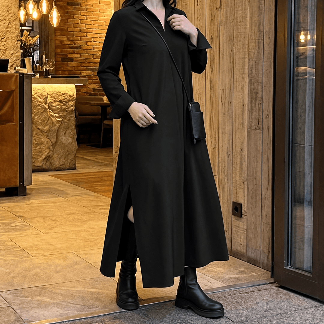 Veluna™ – Effortless Side Slit Maxi Dress Black / S