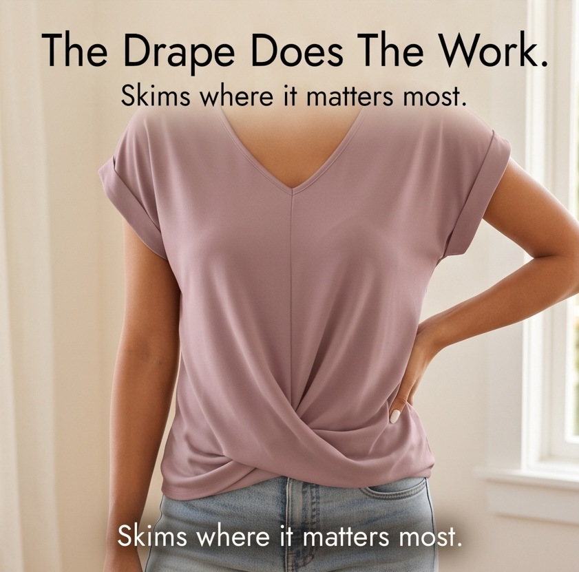 Veluna™ - Twist-Knot V-Neck Top for Effortless Everyday Style