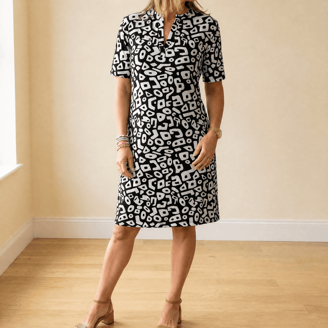 Vivara™ – Breezy V-Neck Printed Dress Black / S