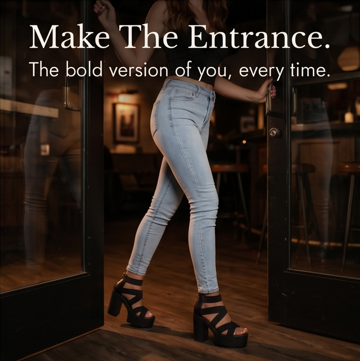 Zarelle™ - Cross-Strap Platform Heel Sandals with Hidden Back Zip